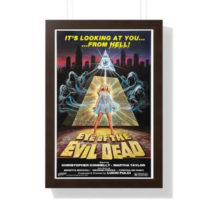 EYE OF THE EVIL DEAD (MANHATTAN BABY) 1982 - Framed Movie Poster 16″ x 24″ Walnut - The Sticker Space