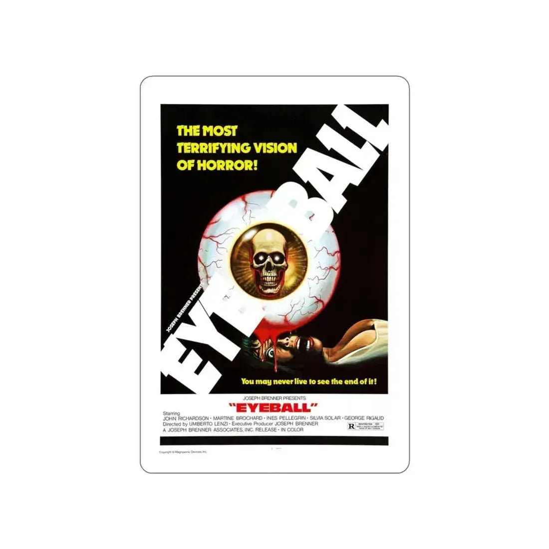 EYEBALL (2) 1975 Movie Poster STICKER Vinyl Die-Cut Decal 3 Inch - The Sticker Space