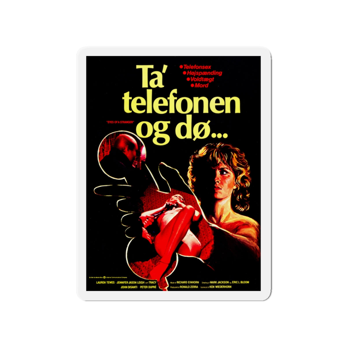 EYES OF A STRANGER (DANISH) 1981 Movie Poster - Die-Cut Magnet-3" x 3"-The Sticker Space