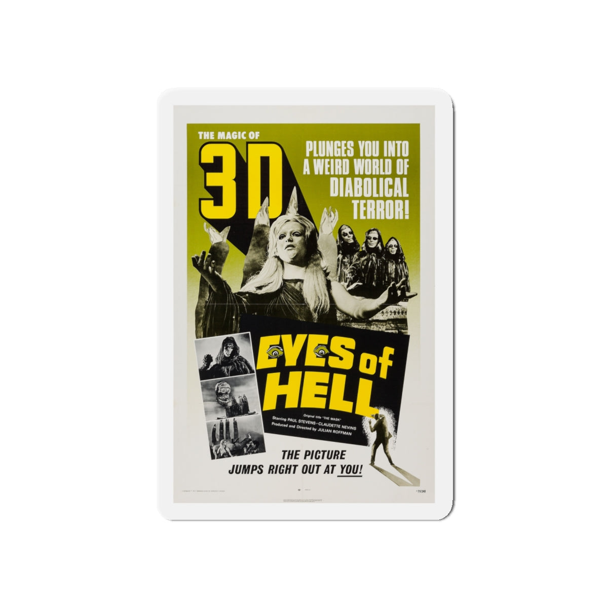 EYES OF HELL (THE MASK) 1961 Movie Poster - Die-Cut Magnet-5" x 5"-The Sticker Space