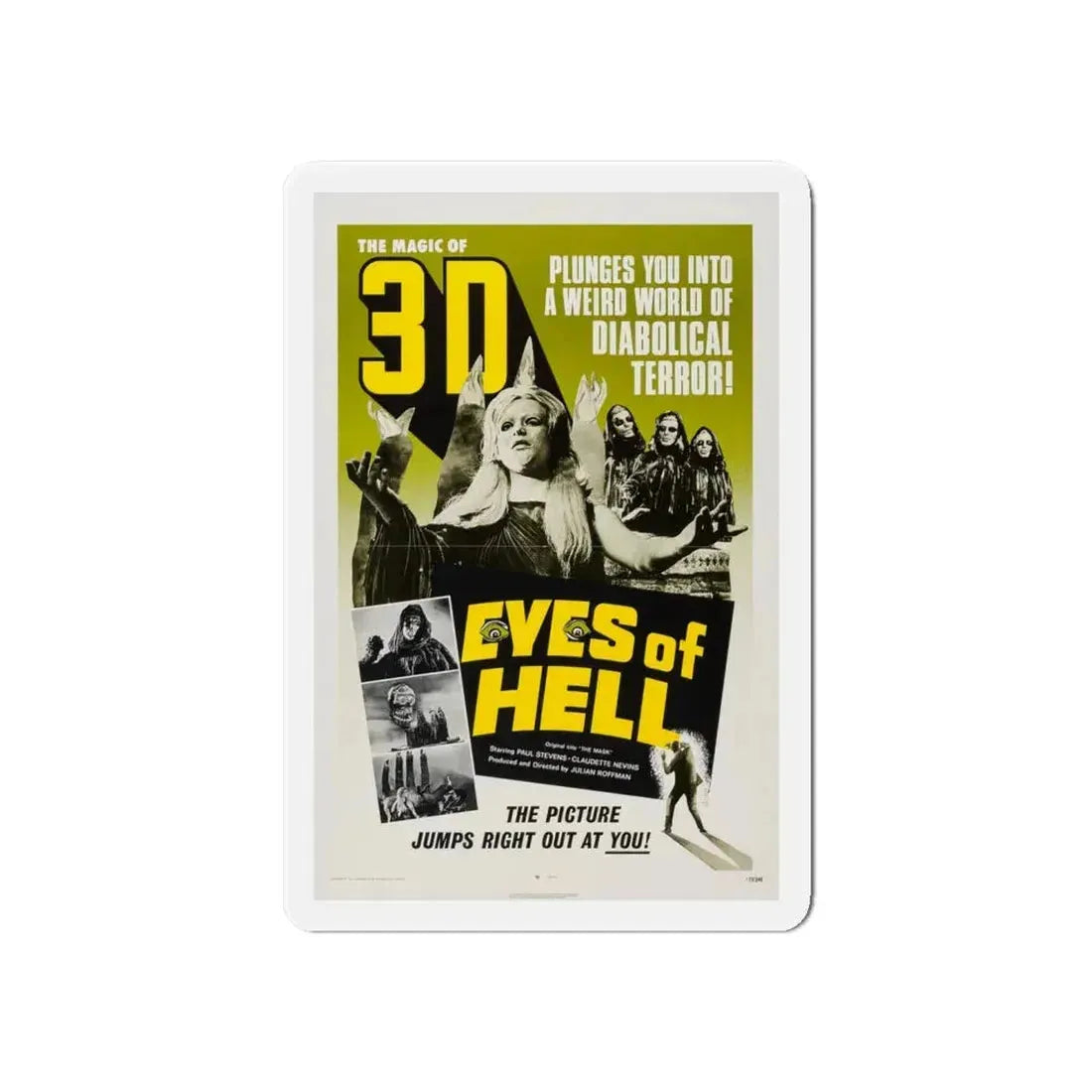 EYES OF HELL (THE MASK) 1961 Movie Poster - Refrigerator Magnet 6 Inch - The Sticker Space