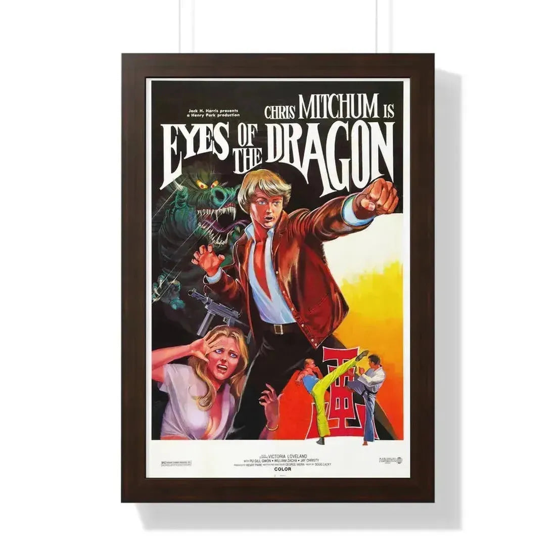 EYES OF THE DRAGON 1978 - Framed Movie Poster 16″ x 24″ Walnut - The Sticker Space