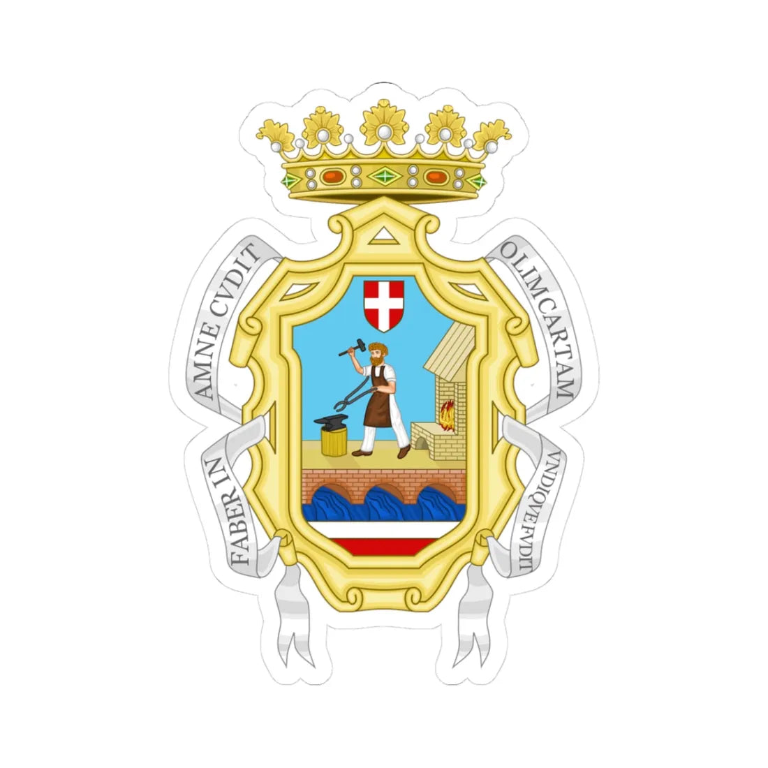 Fabriano-Stemma (Italy) (Coat of Arms) STICKER Vinyl Kiss-Cut Decal 3 Inch White - The Sticker Space