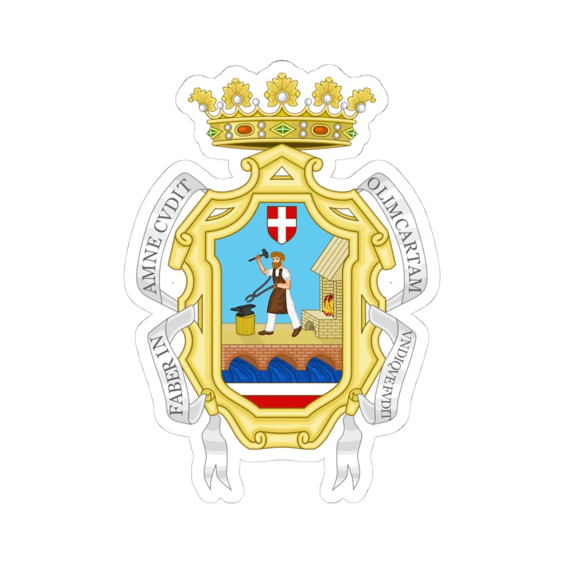 Fabriano-Stemma (Italy) (Coat of Arms) STICKER Vinyl Kiss-Cut Decal 4 Inch White - The Sticker Space