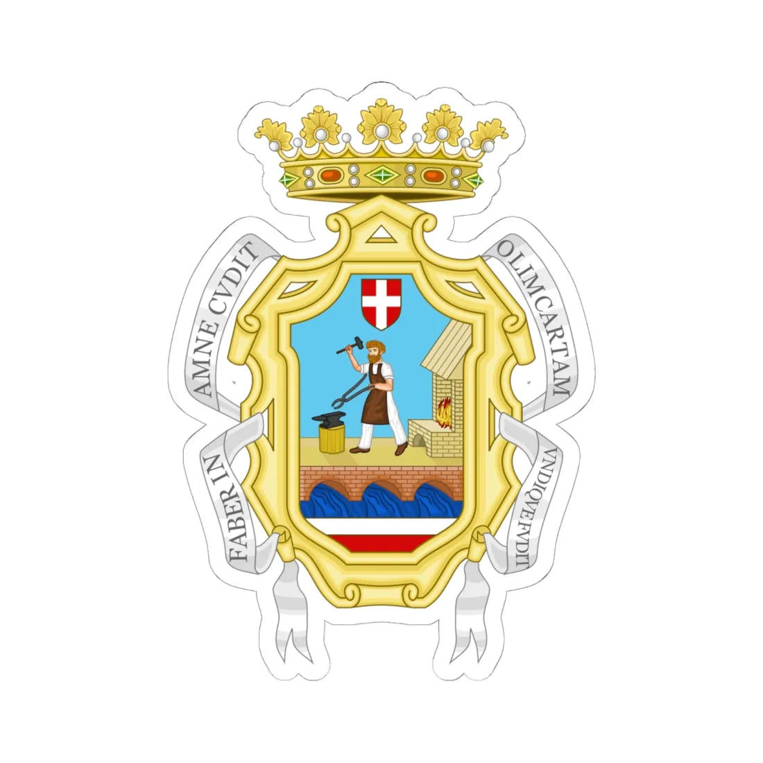 Fabriano-Stemma (Italy) (Coat of Arms) STICKER Vinyl Kiss-Cut Decal 6 Inch White - The Sticker Space