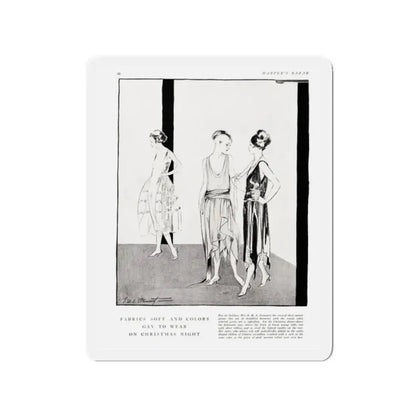 Fabrics Soft and Colors ..., Harper's Bazaar, December 1920 (Magazine Illustration) Refrigerator Magnet 2 Inch Die-Cut - The Sticker Space