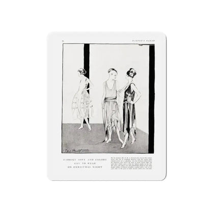 Fabrics Soft and Colors ..., Harper's Bazaar, December 1920 (Magazine Illustration) Refrigerator Magnet 3 Inch Die-Cut - The Sticker Space