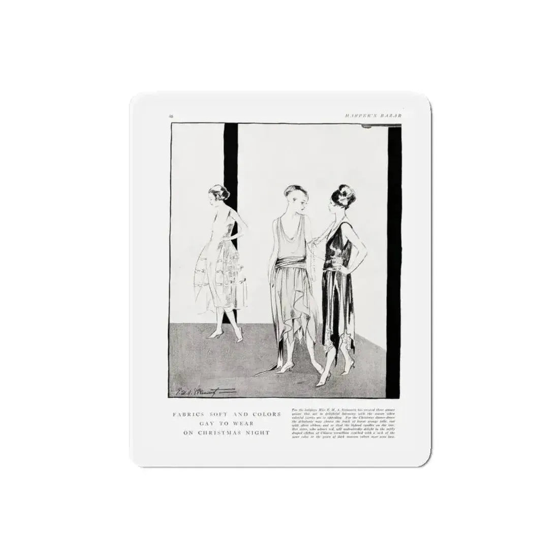 Fabrics Soft and Colors ..., Harper's Bazaar, December 1920 (Magazine Illustration) Refrigerator Magnet - The Sticker Space