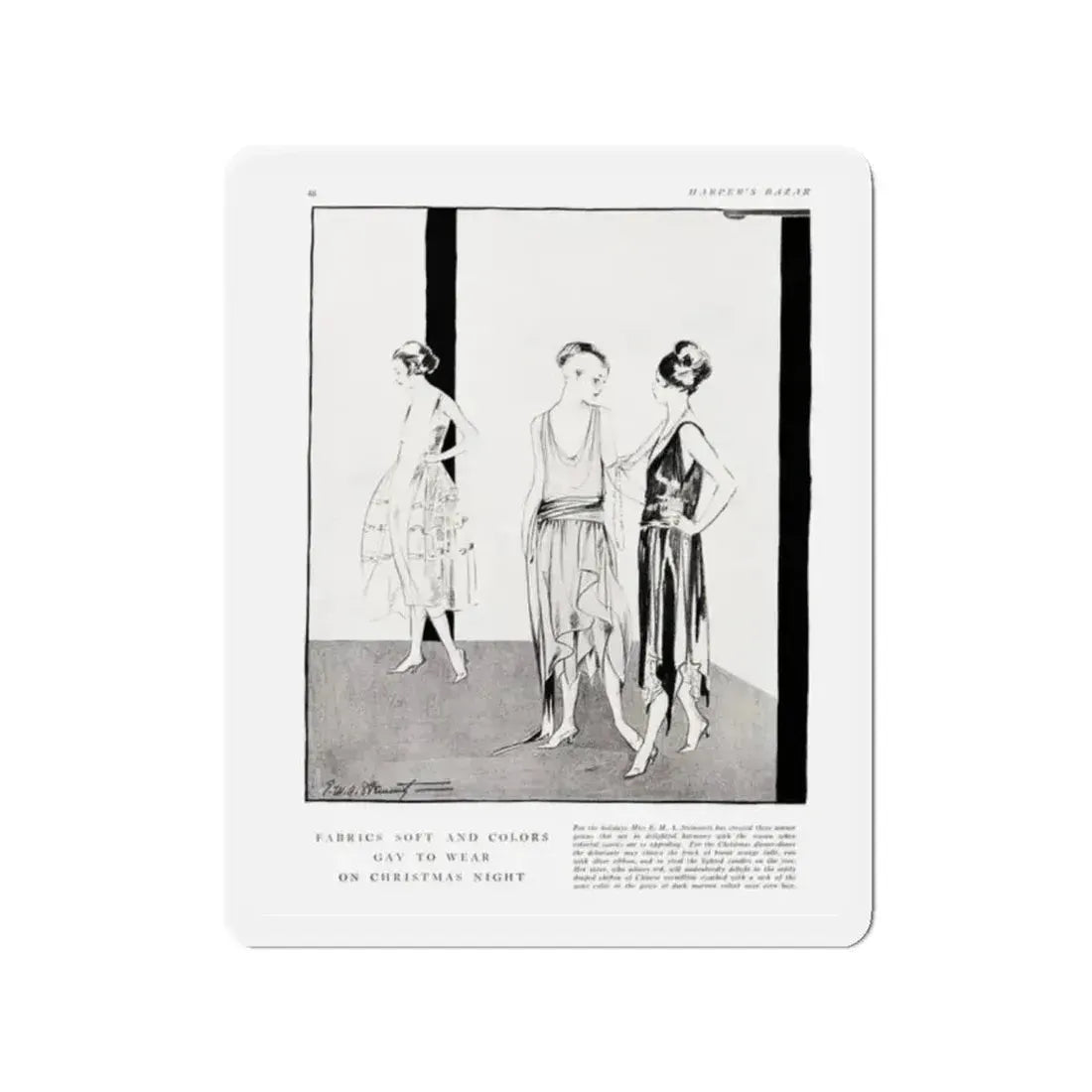 Fabrics Soft and Colors ..., Harper's Bazaar, December 1920 (Magazine Illustration) Refrigerator Magnet - The Sticker Space