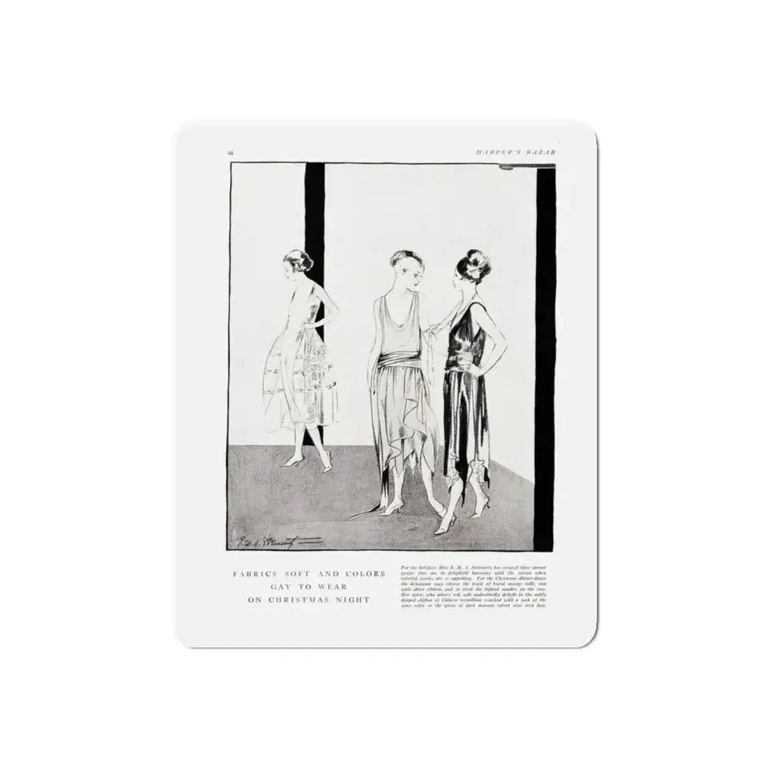 Fabrics Soft and Colors ..., Harper's Bazaar, December 1920 (Magazine Illustration) Refrigerator Magnet - The Sticker Space