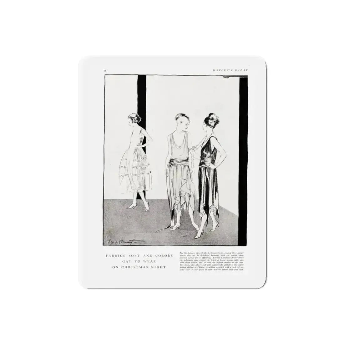 Fabrics Soft and Colors ..., Harper's Bazaar, December 1920 (Magazine Illustration) Refrigerator Magnet - The Sticker Space
