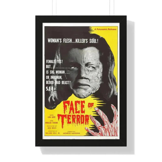 FACE OF TERROR 1962 - Framed Movie Poster 16″ x 24″ Black - The Sticker Space