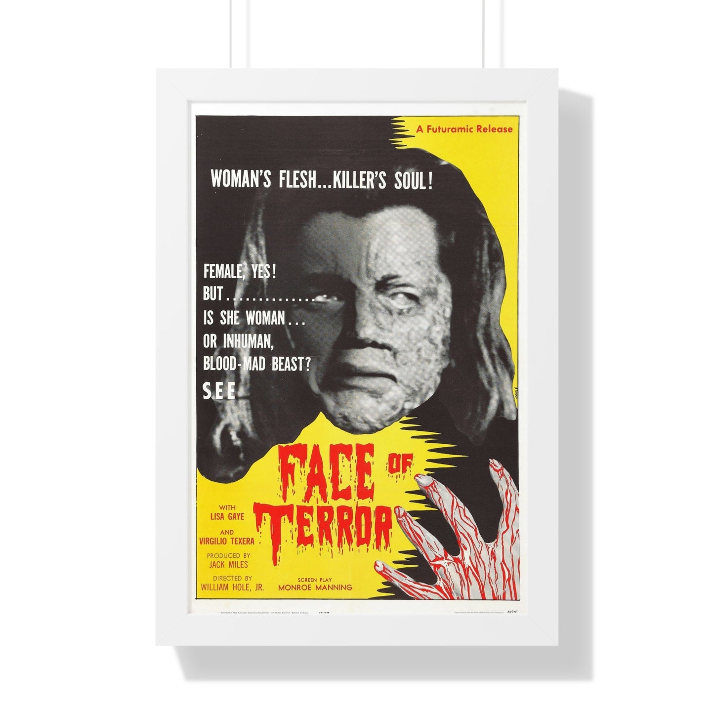 FACE OF TERROR 1962 - Framed Movie Poster-16″ x 24″-The Sticker Space