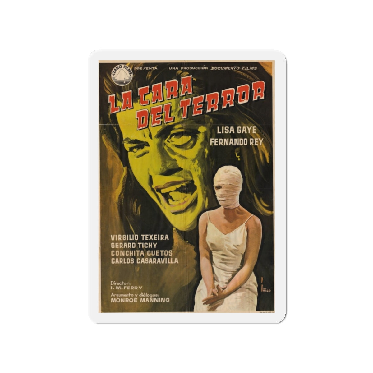 FACE OF TERROR (SPAIN) 1962 Movie Poster - Die-Cut Magnet-3" x 3"-The Sticker Space