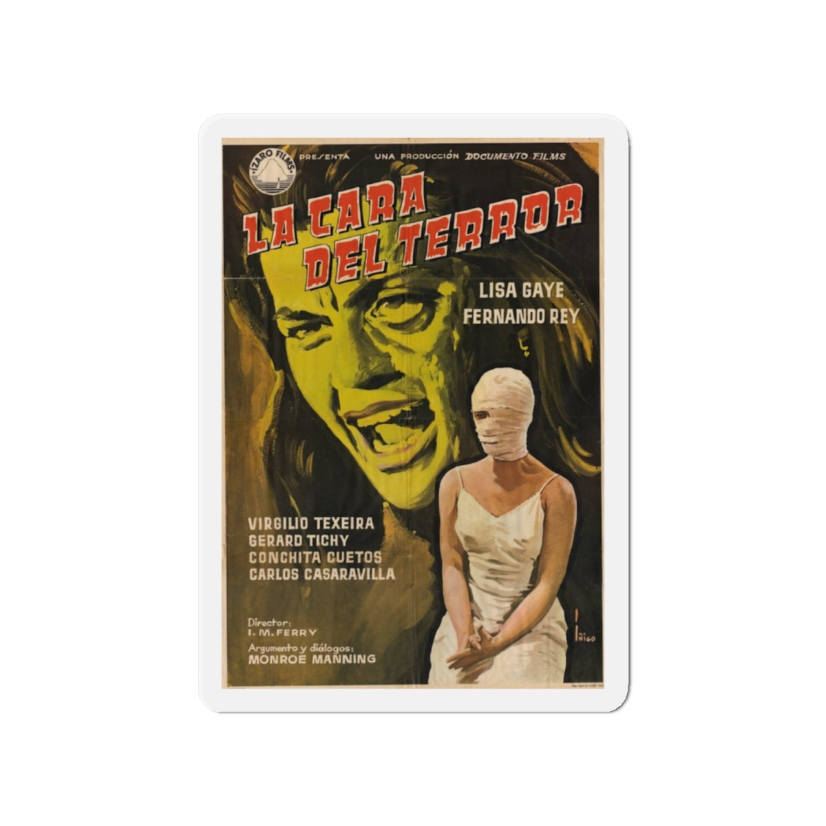 FACE OF TERROR (SPAIN) 1962 Movie Poster - Die-Cut Magnet-4" x 4"-The Sticker Space