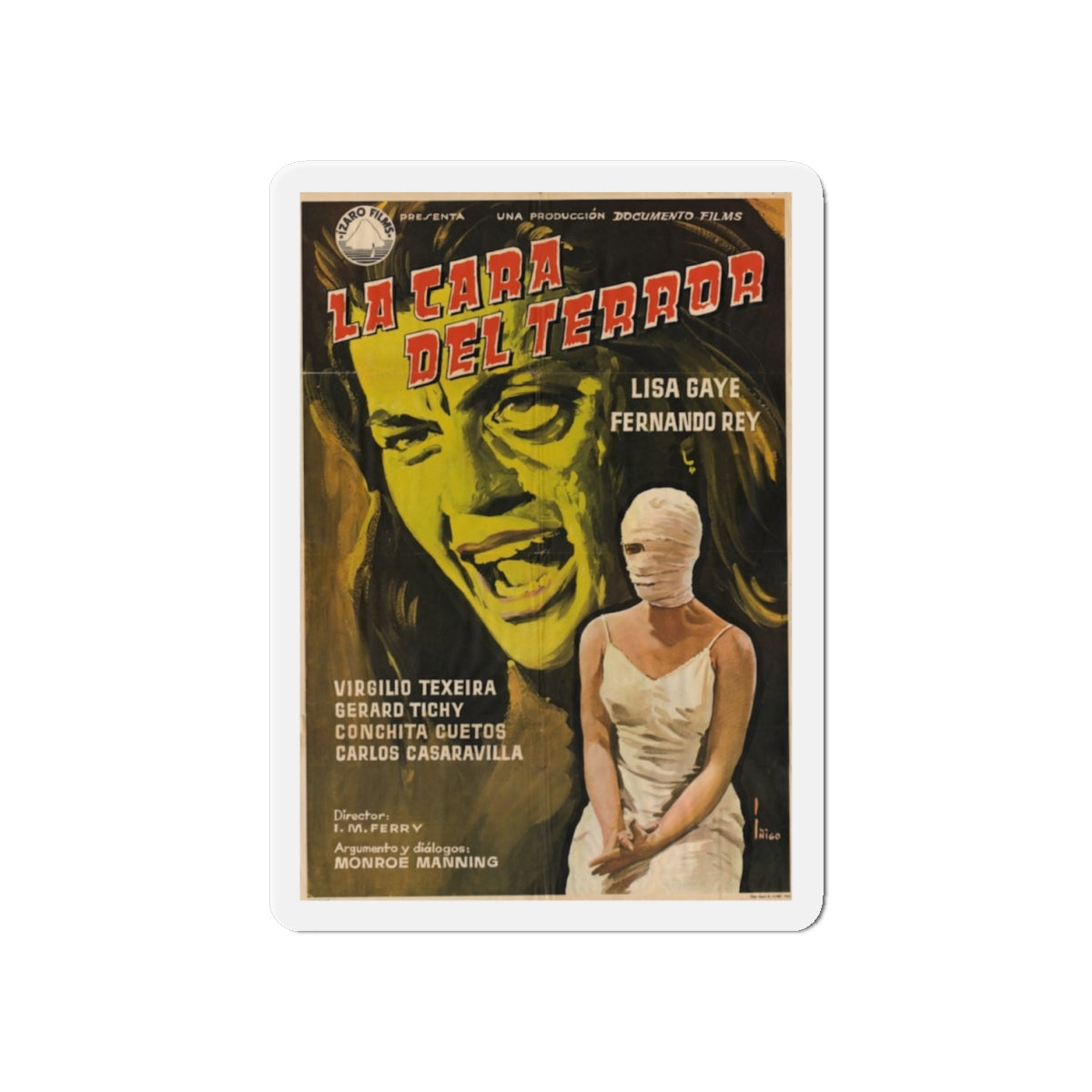 FACE OF TERROR (SPAIN) 1962 Movie Poster - Die-Cut Magnet-6 × 6"-The Sticker Space