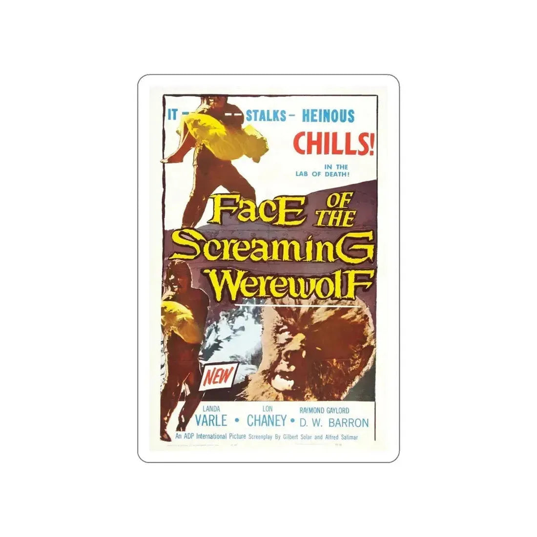 FACE OF THE SCREAMING WEREWOLF 1964 Movie Poster STICKER Vinyl Die-Cut Decal 5 Inch - The Sticker Space
