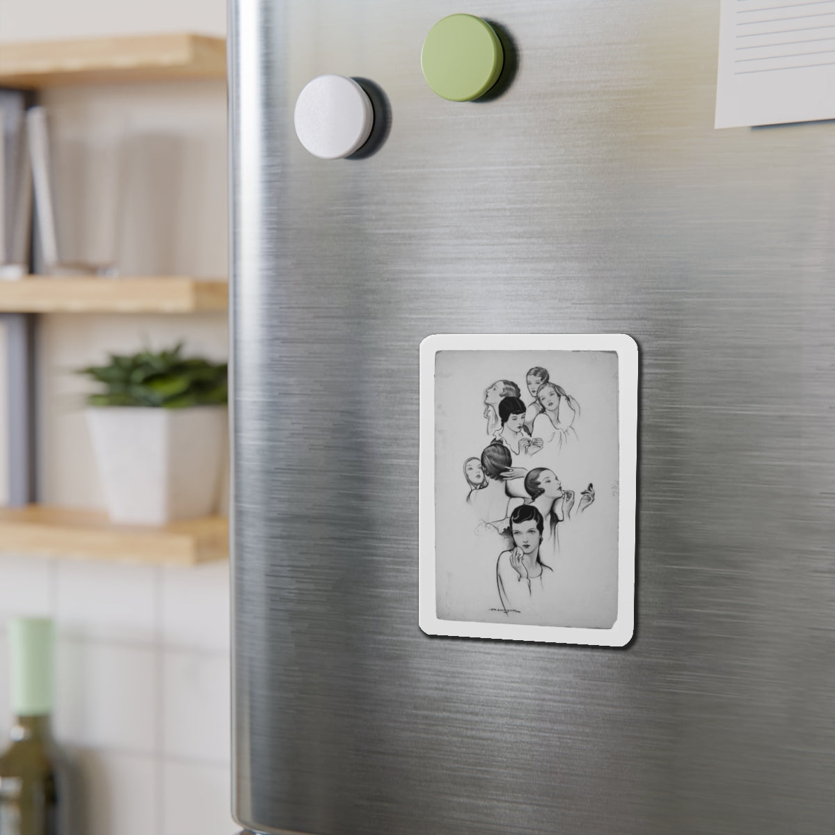 Faces (Magazine Illustration) Refrigerator Magnet-The Sticker Space