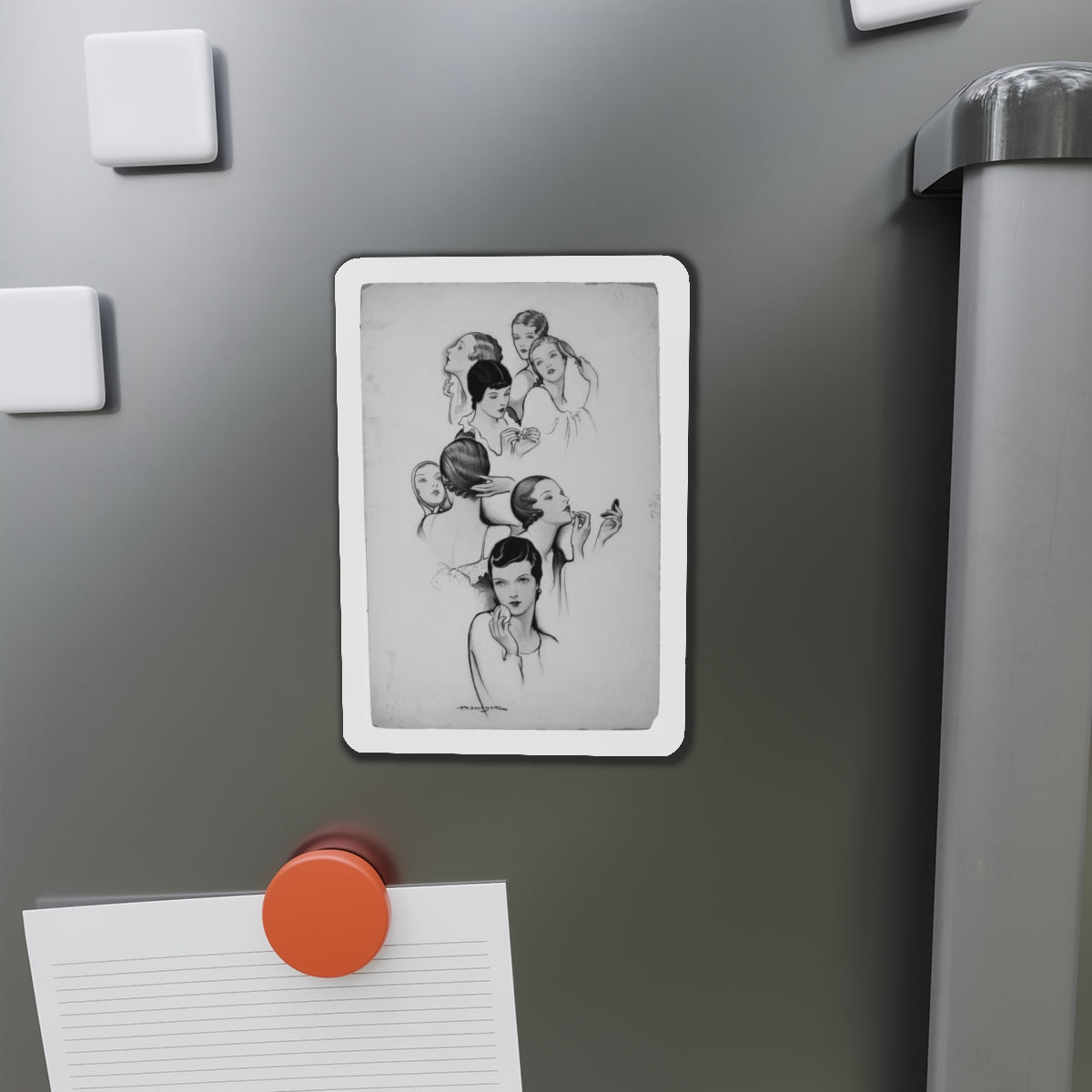 Faces (Magazine Illustration) Refrigerator Magnet-The Sticker Space