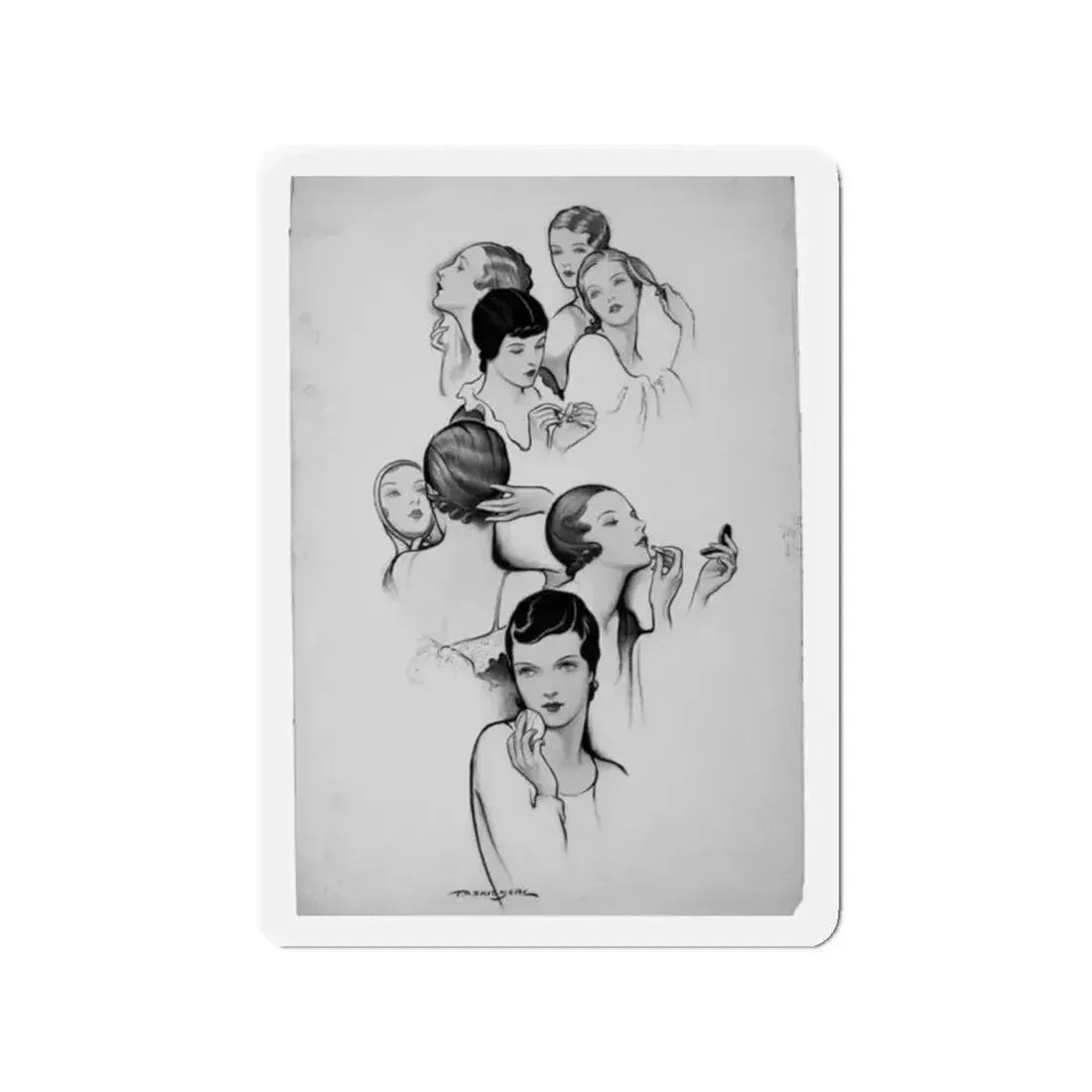 Faces (Magazine Illustration) Refrigerator Magnet 2 Inch Die-Cut - The Sticker Space