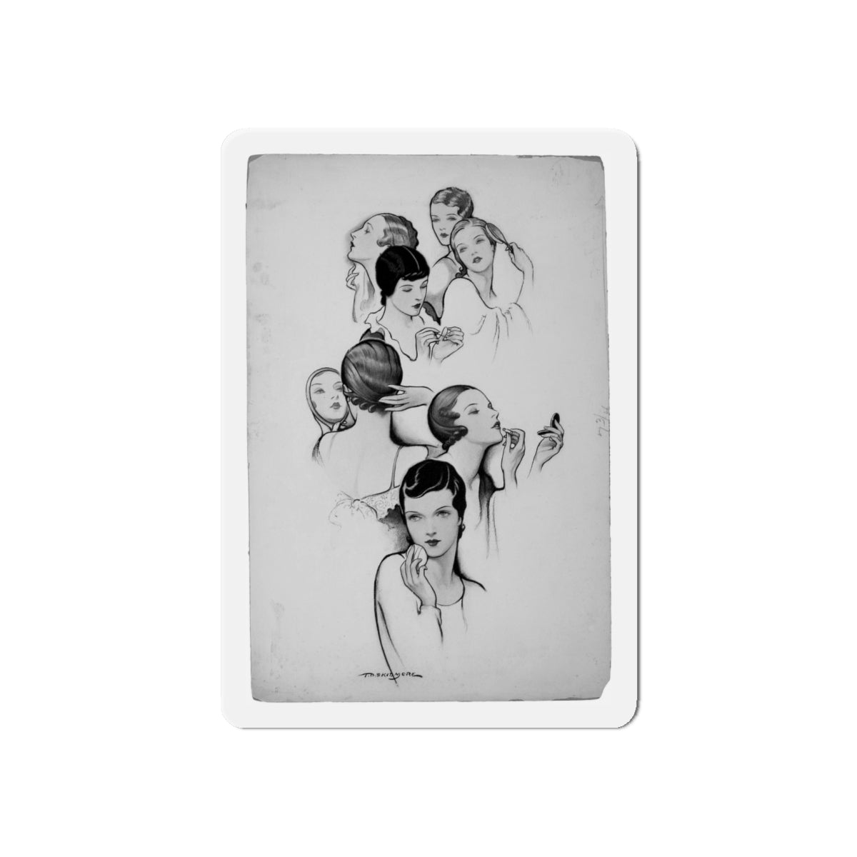 Faces (Magazine Illustration) Refrigerator Magnet-6" × 6"-The Sticker Space