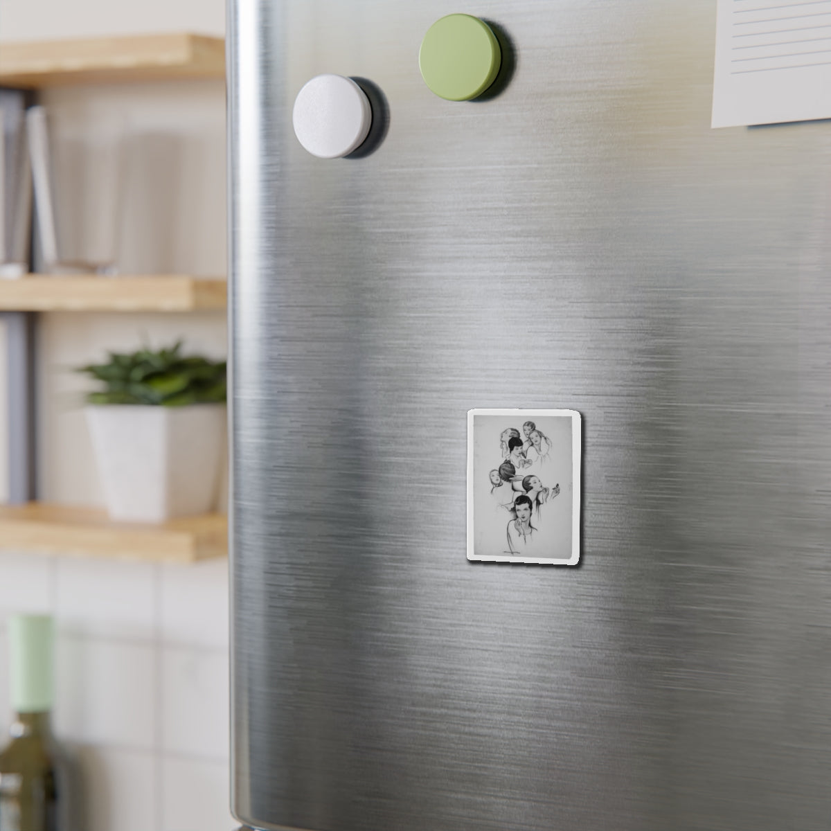 Faces (Magazine Illustration) Refrigerator Magnet-The Sticker Space