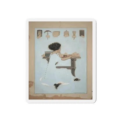 Fade away girl - Gifts, 1910 (Magazine Illustration) Refrigerator Magnet - The Sticker Space