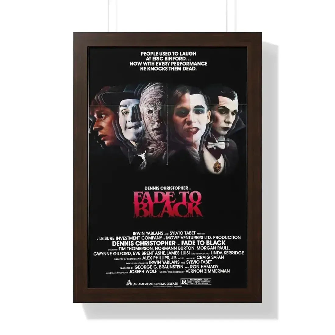 FADE TO BLACK 1980 - Framed Movie Poster 16″ x 24″ Walnut - The Sticker Space