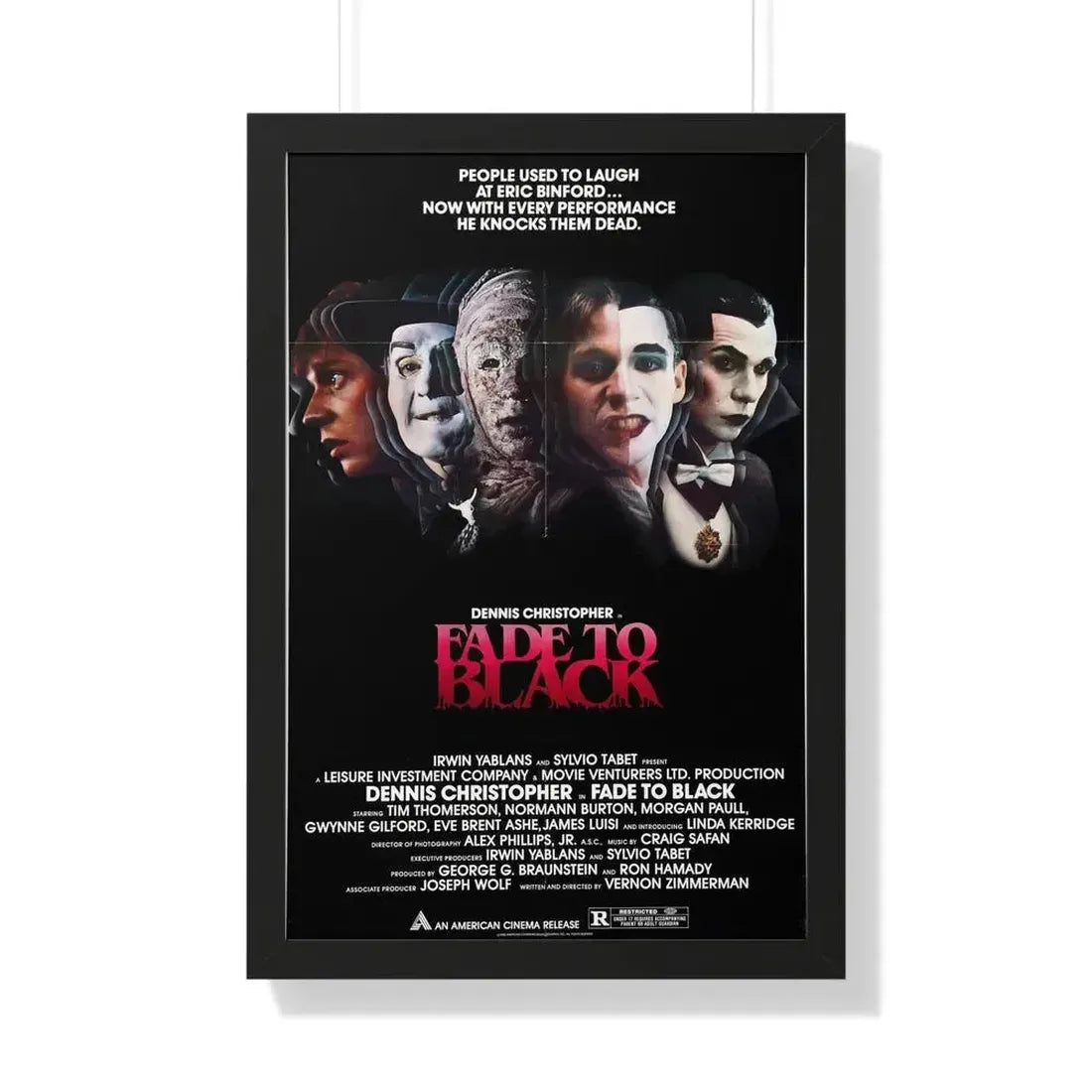 FADE TO BLACK 1980 - Framed Movie Poster 20" x 30" Black - The Sticker Space