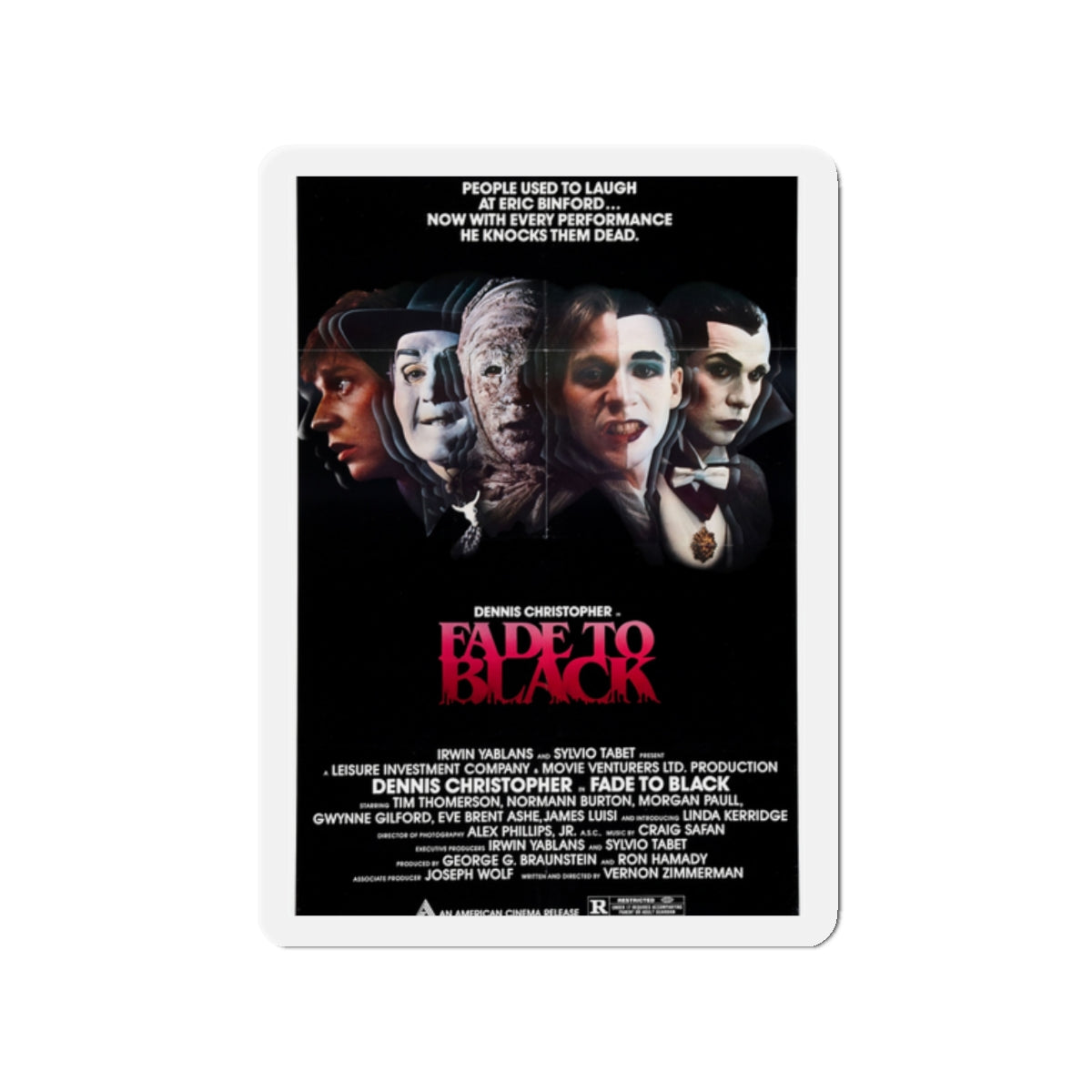 FADE TO BLACK 1980 Movie Poster - Die-Cut Magnet-2" x 2"-The Sticker Space