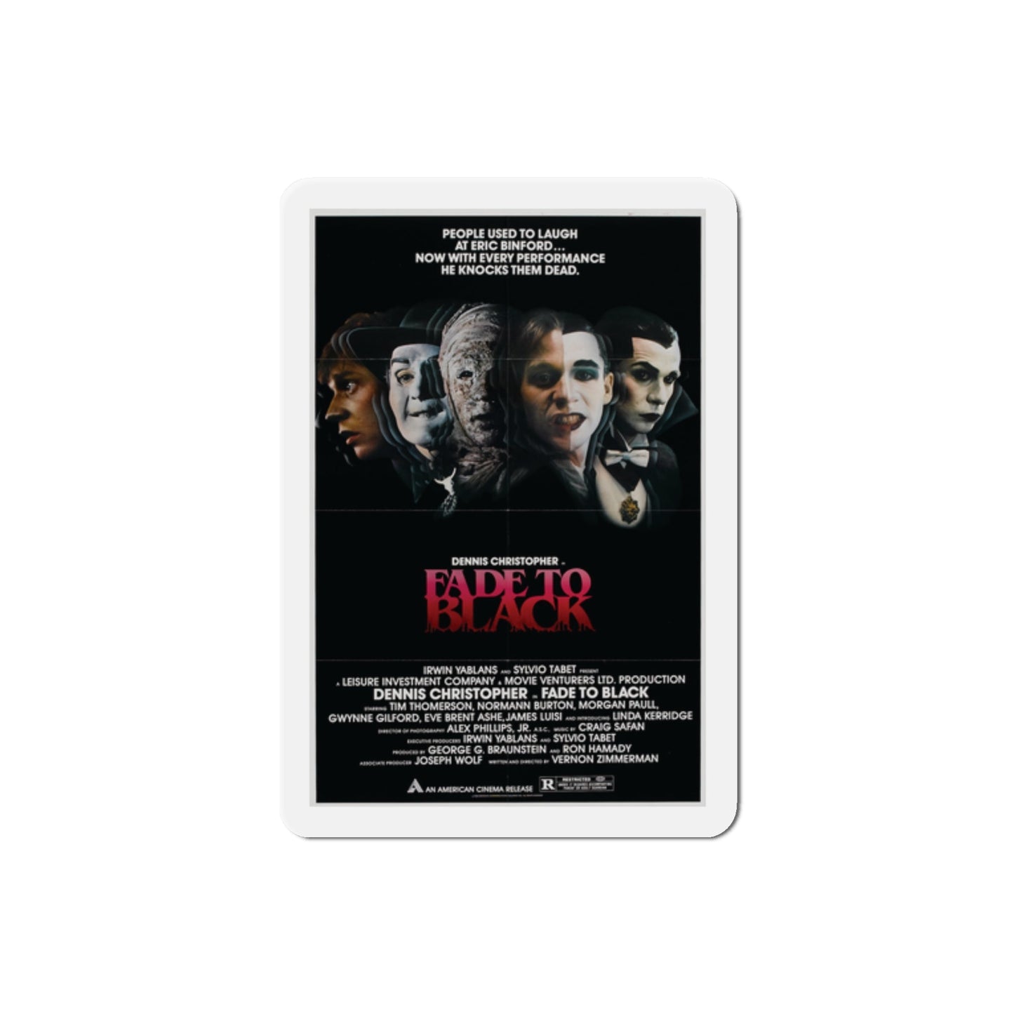 Fade to Black 1980 Movie Poster Die-Cut Magnet-2" x 2"-The Sticker Space