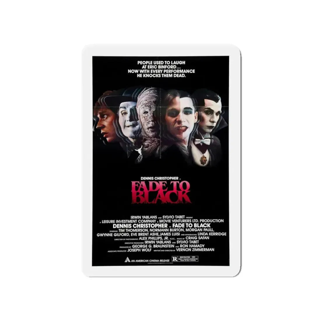 FADE TO BLACK 1980 Movie Poster - Refrigerator Magnet 4 Inch - The Sticker Space