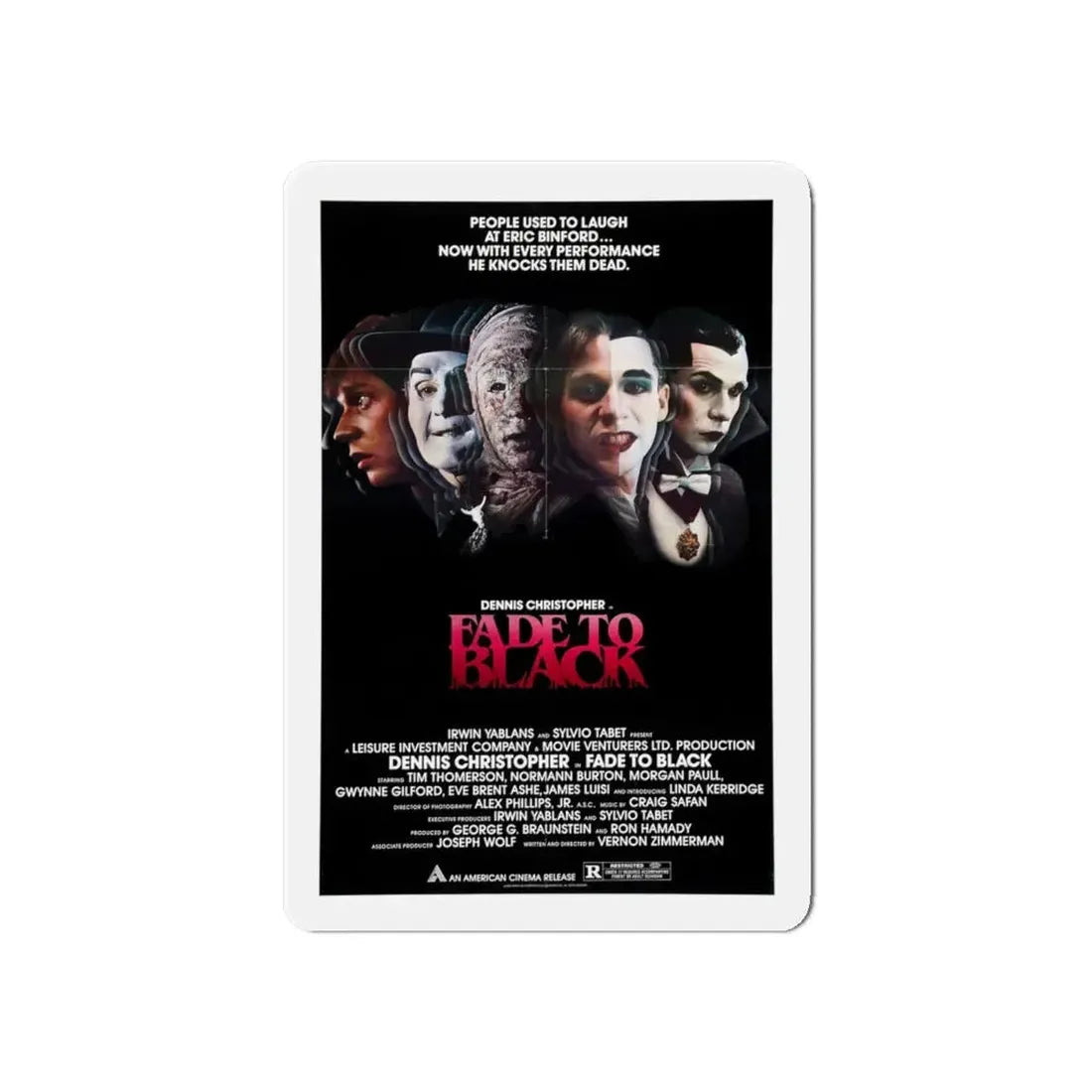 FADE TO BLACK 1980 Movie Poster - Refrigerator Magnet 6 Inch - The Sticker Space