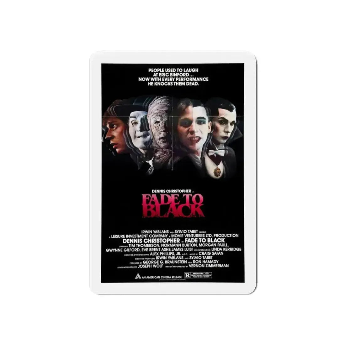 FADE TO BLACK 1980 Movie Poster - Refrigerator Magnet - The Sticker Space