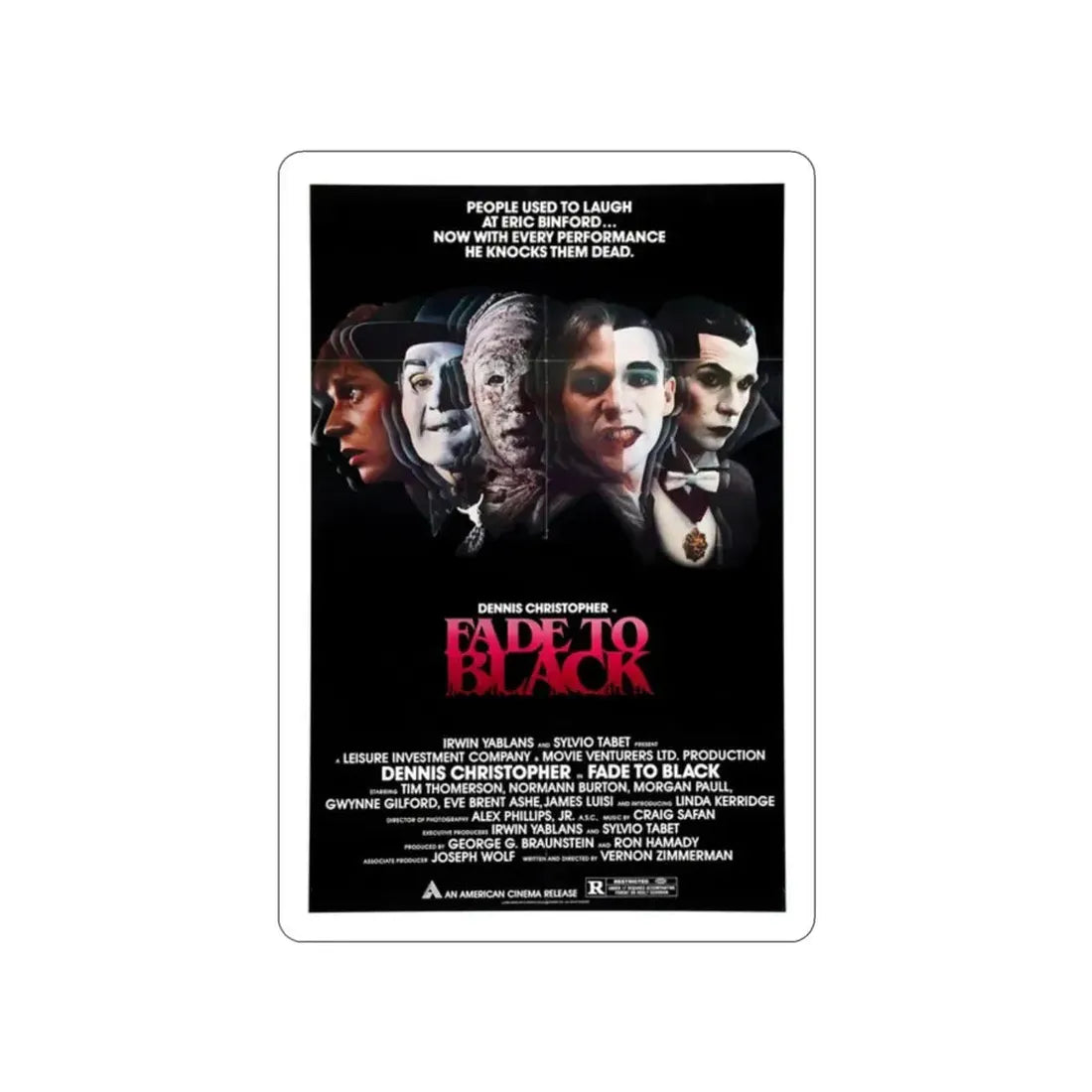 FADE TO BLACK 1980 Movie Poster STICKER Vinyl Die-Cut Decal - The Sticker Space