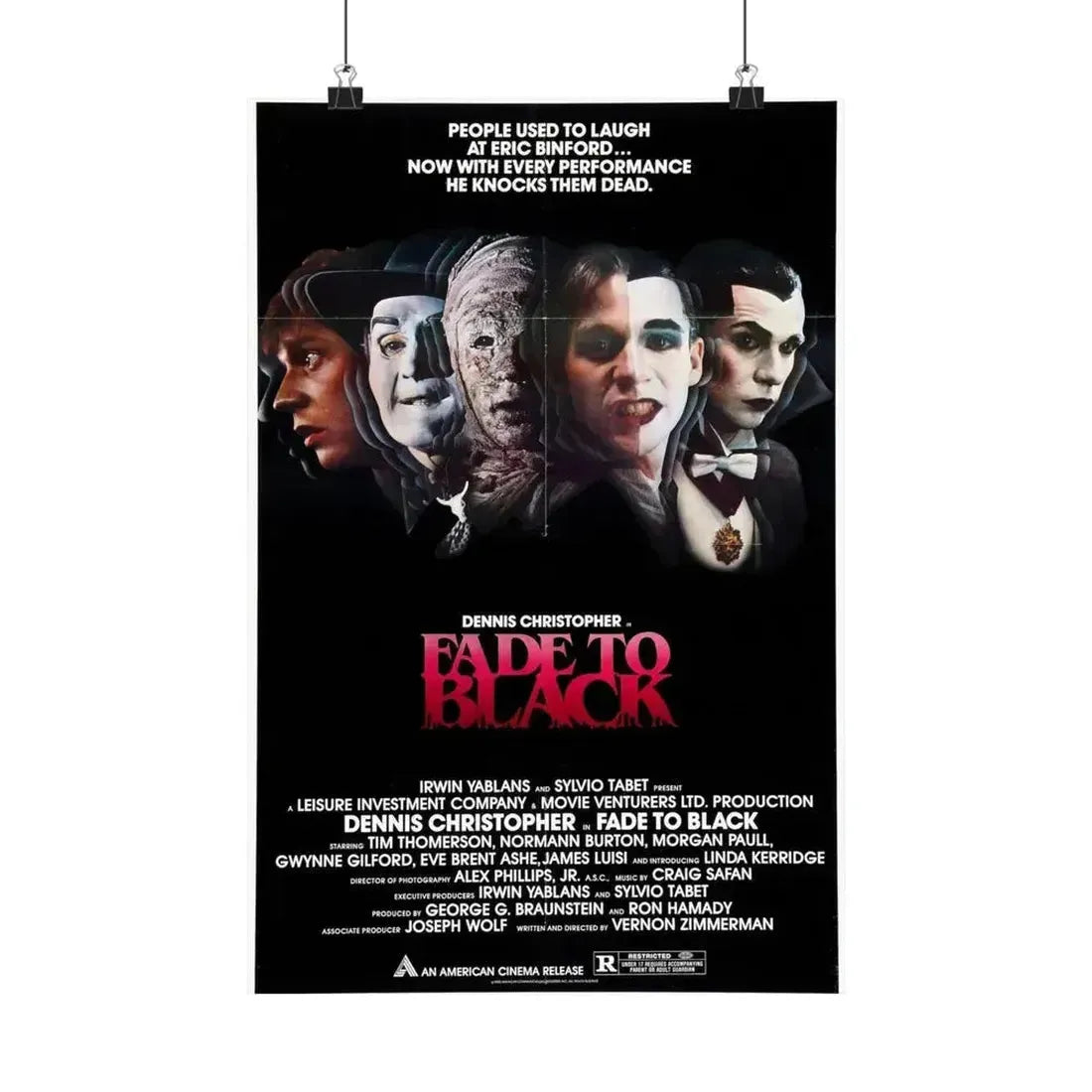 FADE TO BLACK 1980 - Paper Movie Poster 12″ x 18″ Matte - The Sticker Space