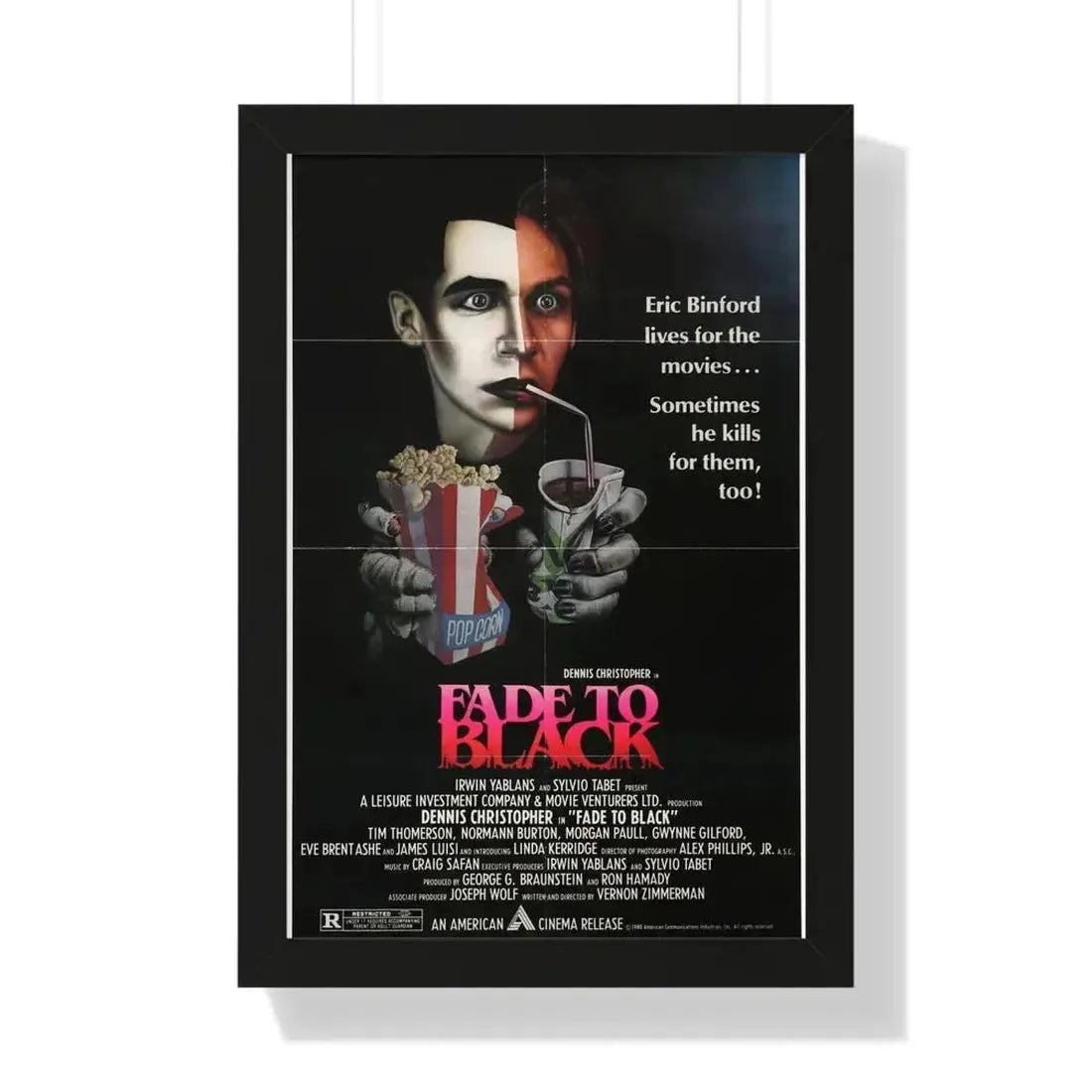 FADE TO BLACK (2) 1980 - Framed Movie Poster 16″ x 24″ Black - The Sticker Space