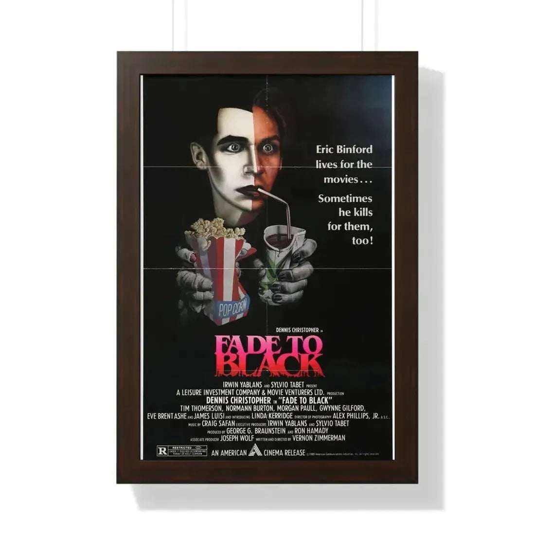 FADE TO BLACK (2) 1980 - Framed Movie Poster 16″ x 24″ Walnut - The Sticker Space