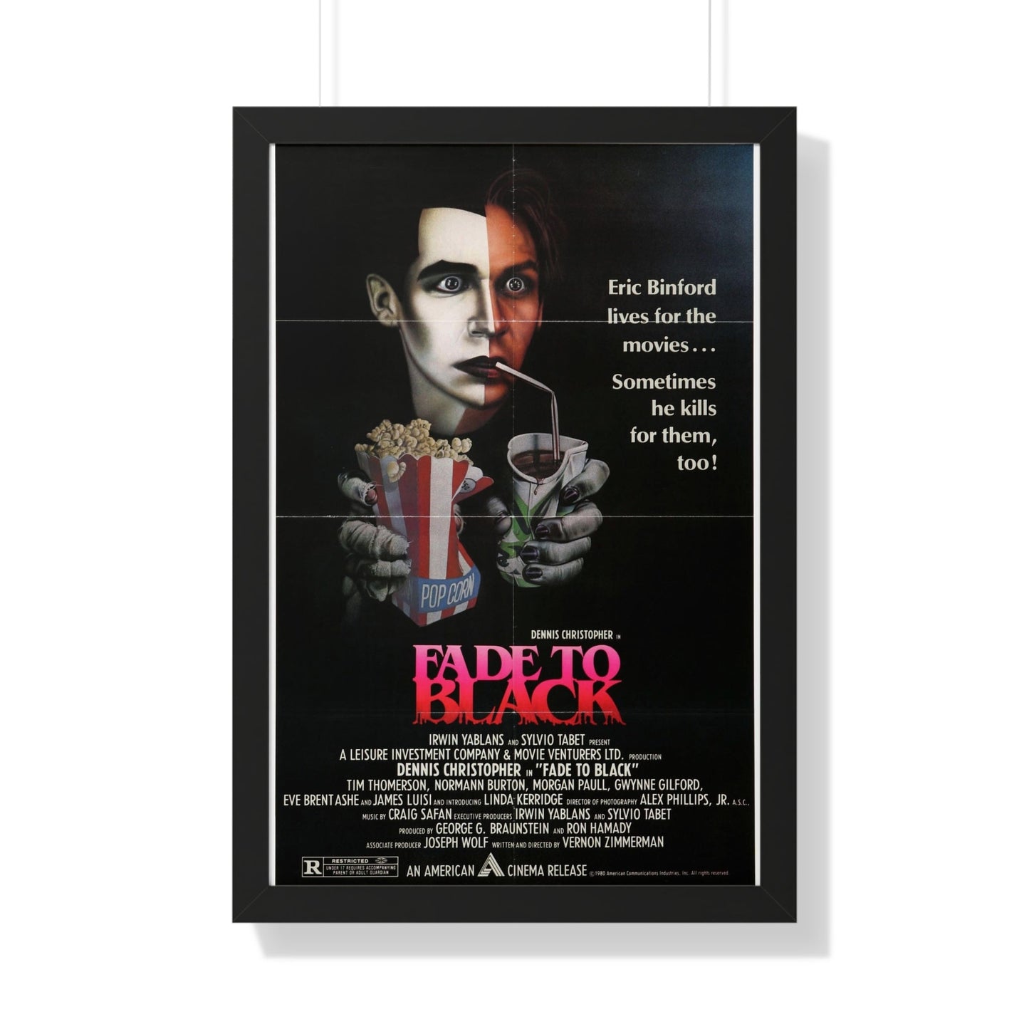 FADE TO BLACK (2) 1980 - Framed Movie Poster-20" x 30"-The Sticker Space