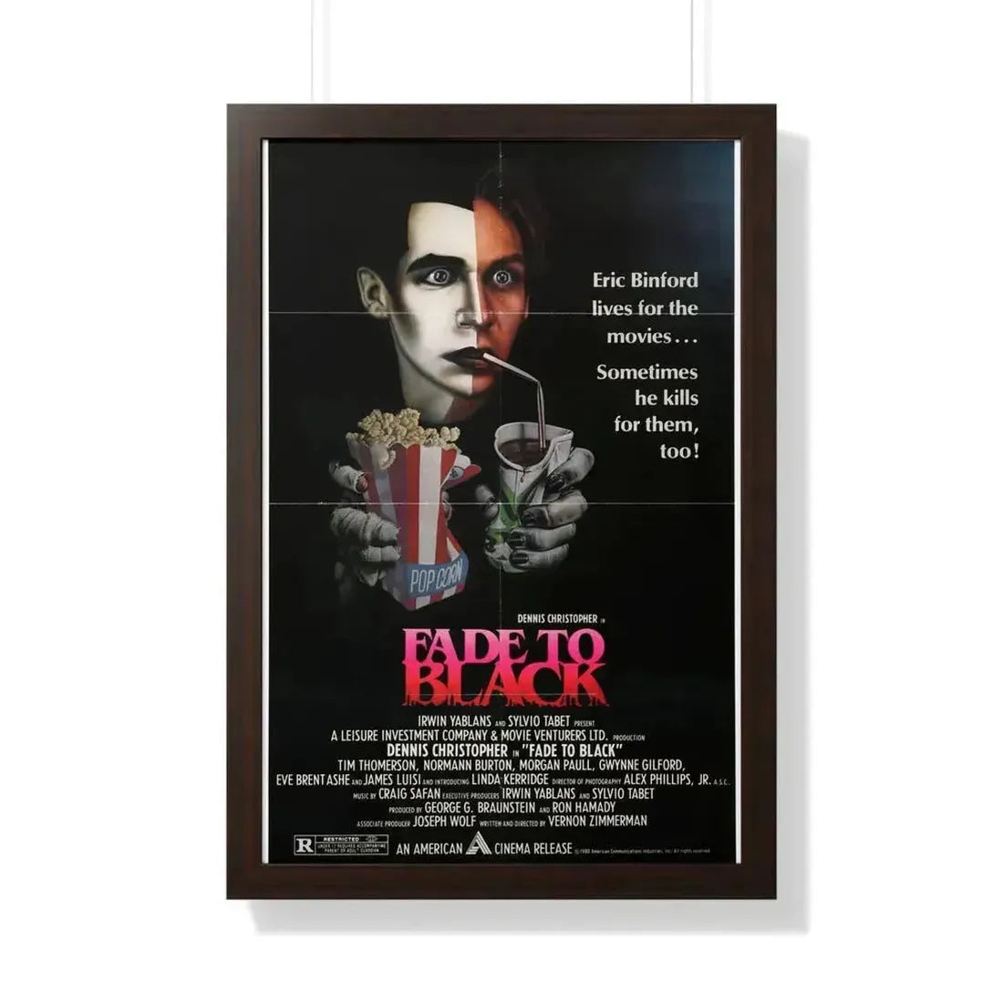 FADE TO BLACK (2) 1980 - Framed Movie Poster 20" x 30" Walnut - The Sticker Space