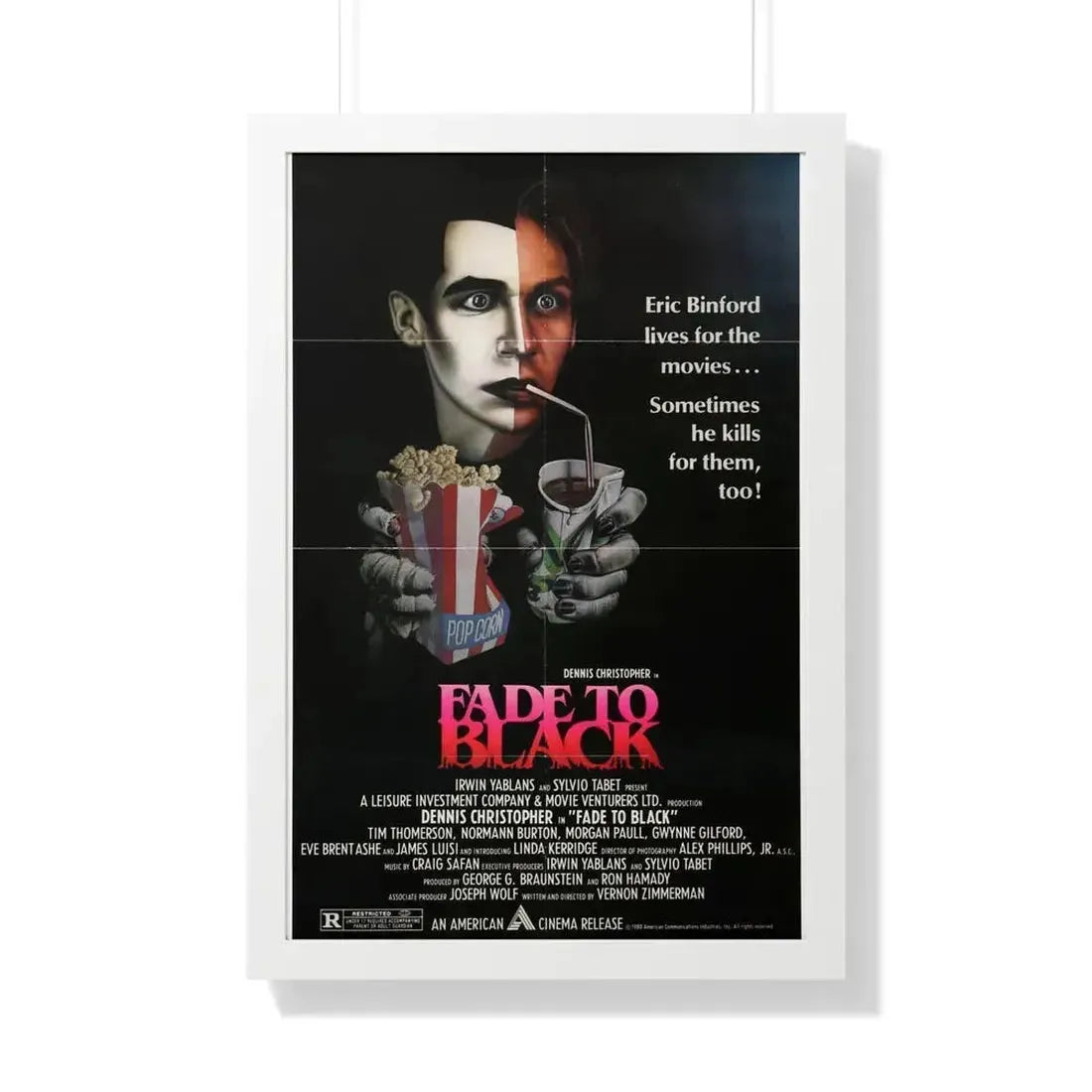 FADE TO BLACK (2) 1980 - Framed Movie Poster 20" x 30" White - The Sticker Space