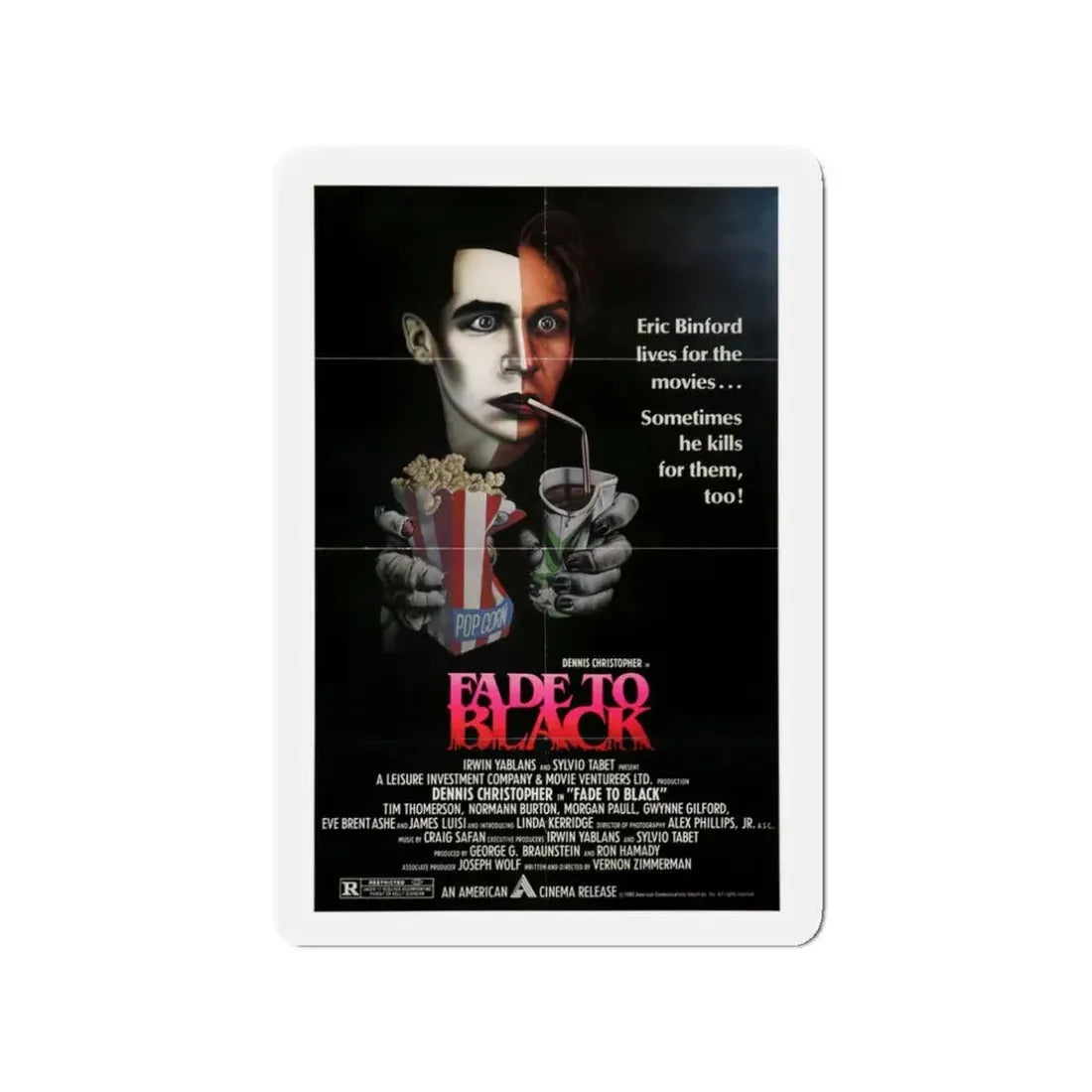 FADE TO BLACK (2) 1980 Movie Poster - Refrigerator Magnet 3 Inch - The Sticker Space