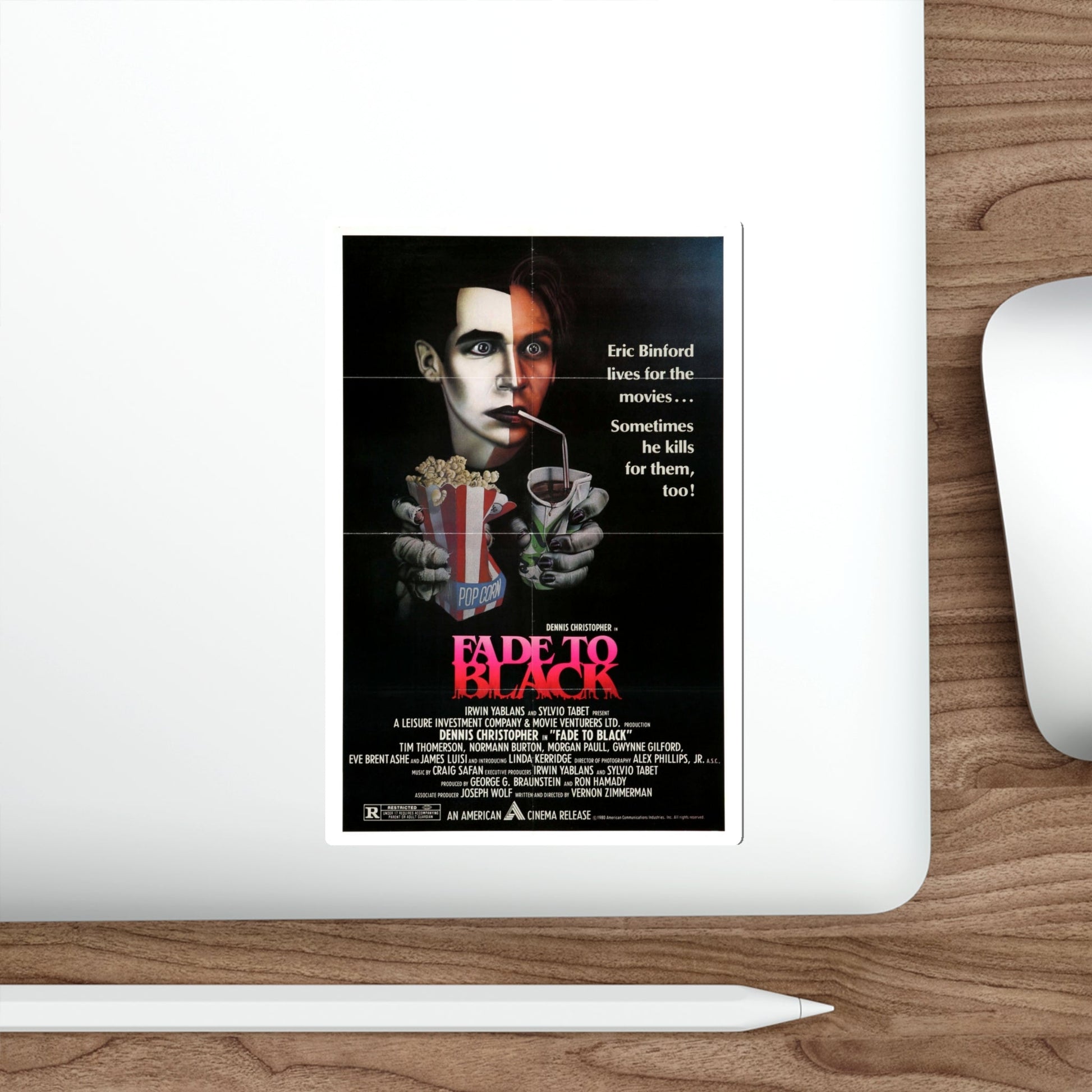 FADE TO BLACK (2) 1980 Movie Poster STICKER Vinyl Die-Cut Decal-The Sticker Space