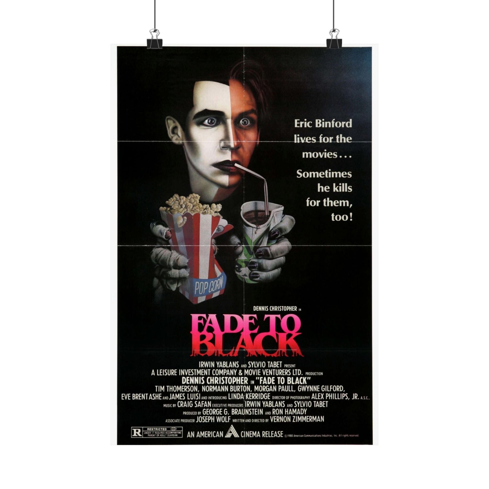 FADE TO BLACK (2) 1980 - Paper Movie Poster-12″ x 18″-The Sticker Space