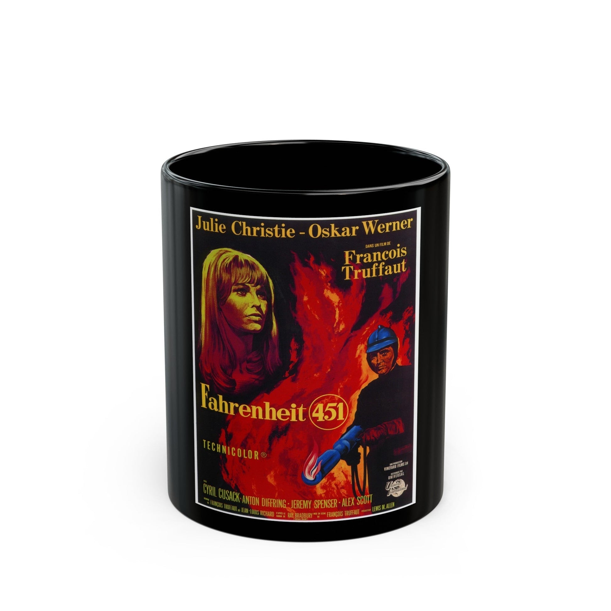 FAHRENHEIT 451 1966 Movie Poster - Black Coffee Mug-11oz-The Sticker Space