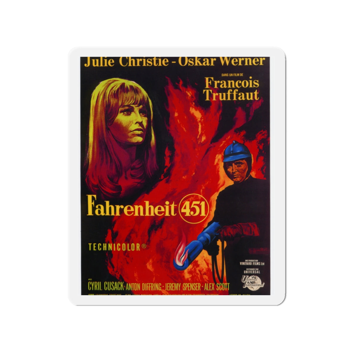 FAHRENHEIT 451 1966 Movie Poster - Die-Cut Magnet-2" x 2"-The Sticker Space