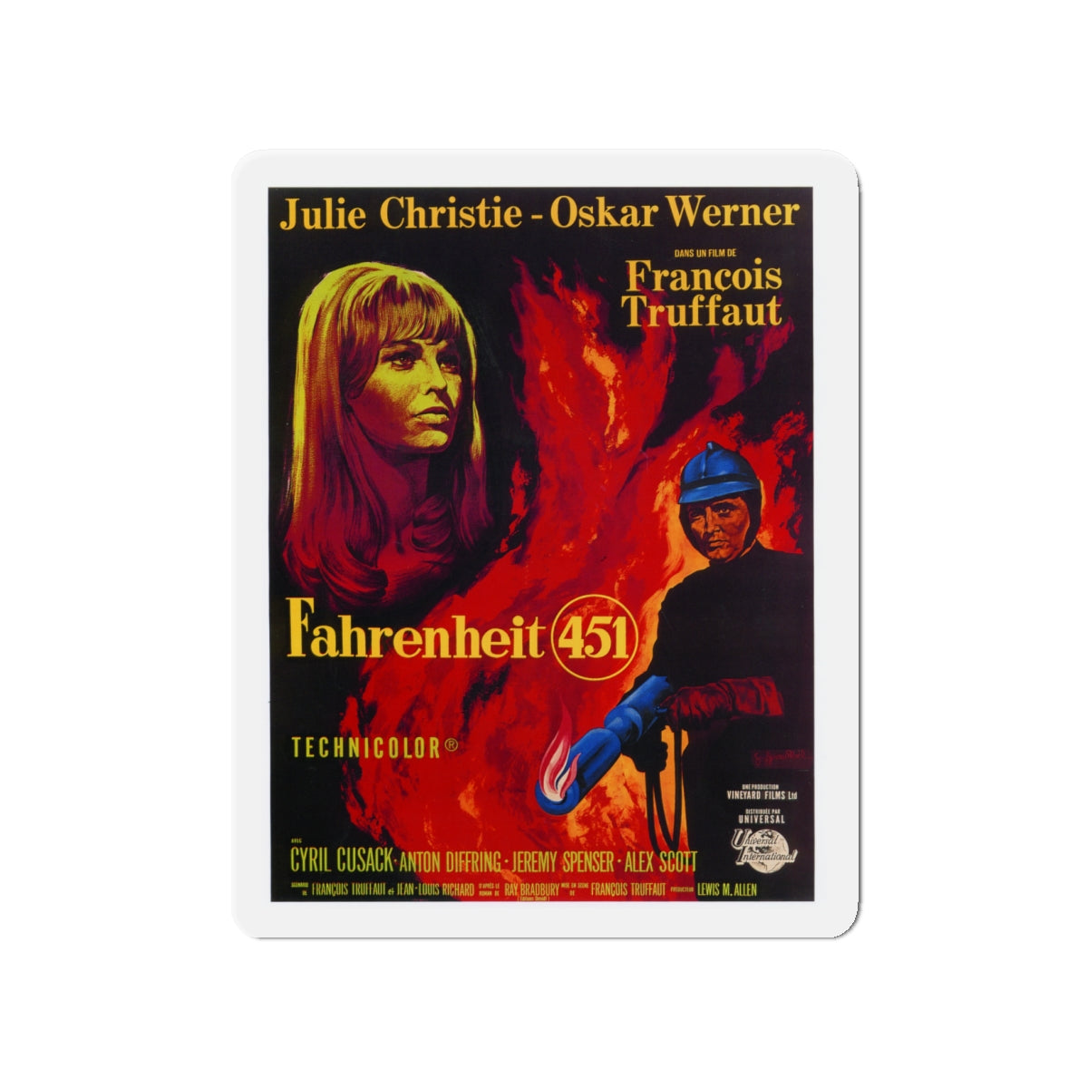 FAHRENHEIT 451 1966 Movie Poster - Die-Cut Magnet-4" x 4"-The Sticker Space