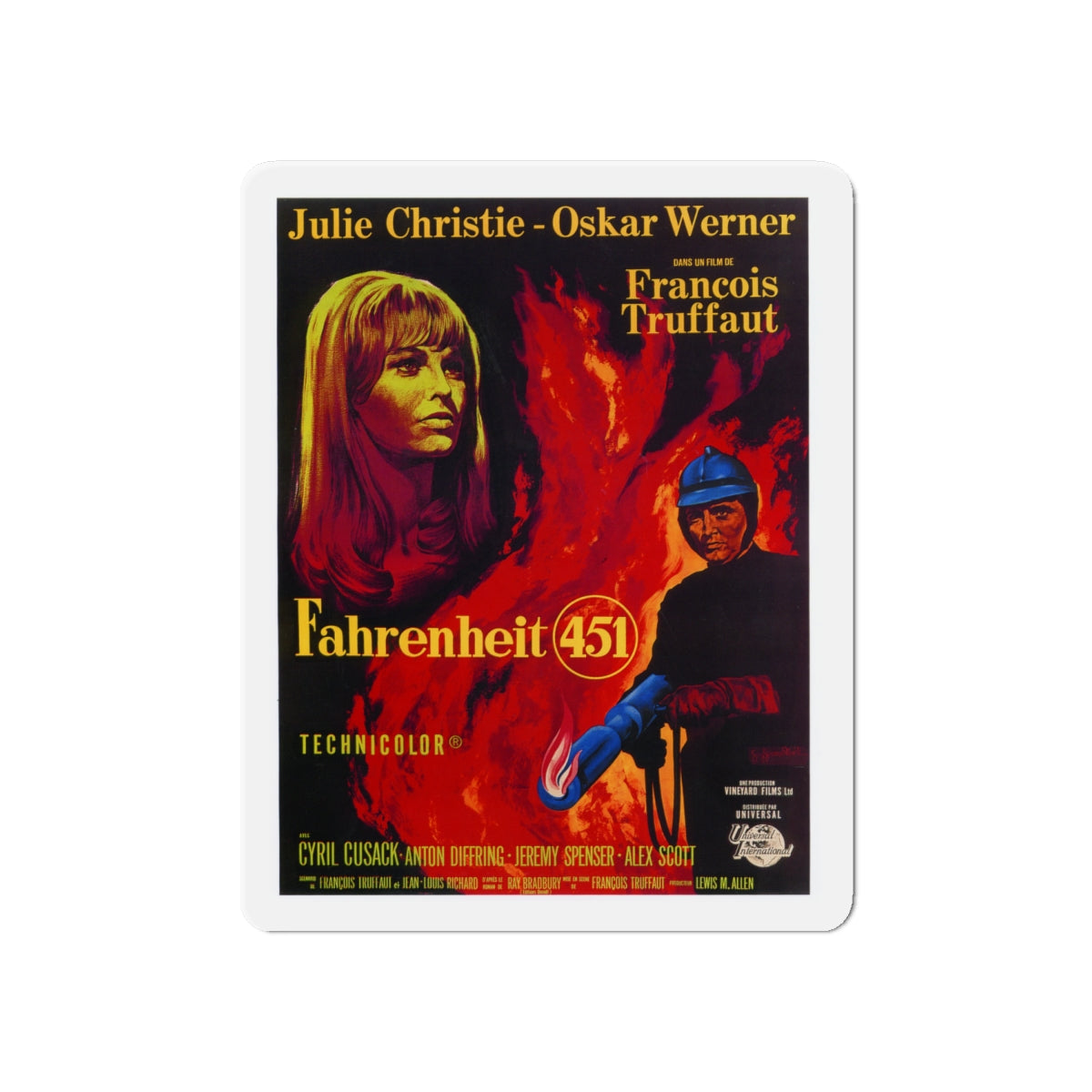 FAHRENHEIT 451 1966 Movie Poster - Die-Cut Magnet-6 × 6"-The Sticker Space