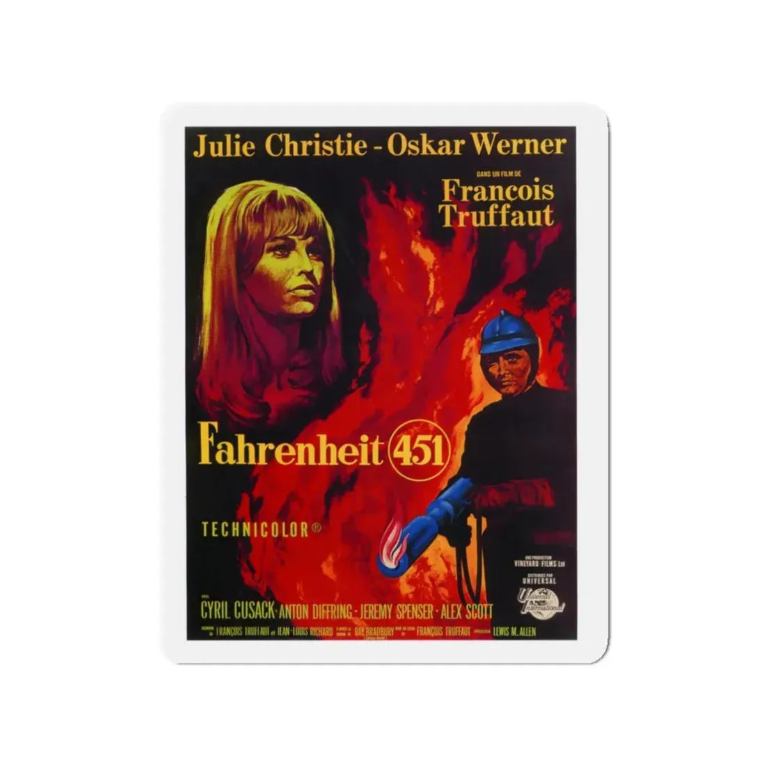 FAHRENHEIT 451 1966 Movie Poster - Refrigerator Magnet 3 Inch - The Sticker Space