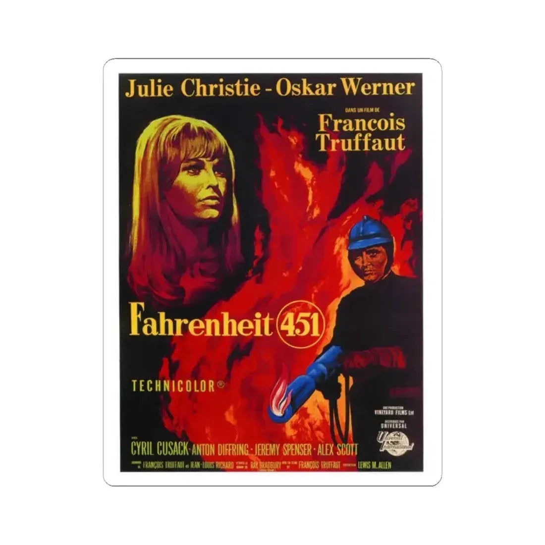 FAHRENHEIT 451 1966 Movie Poster - STICKER Vinyl Kiss-Cut Decal 2 Inch White - The Sticker Space